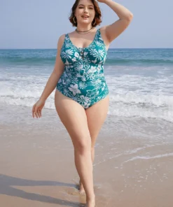 Floral Print Crisscross Sculpt Waist Ruched One Piece Swimsuit -Clothing Shop 625280220 ah