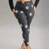 Christmas Snowflake Elastic Waist Skinny Leggings