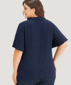 Polka Dot Frill Trim V Neck Flutter Blouse 26 Polka Dot Frill Trim V Neck Flutter Blouse -Clothing Shop 626678856 fc