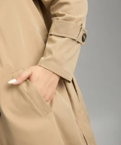 Plain Double Breasted Lapel Collar Belted Trench Coat -Clothing Shop 62682268 cx