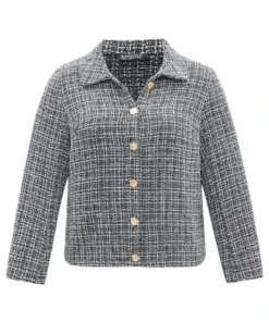 Gingham Texture Lapel Collar Metal Detail Jacket 21 Gingham Texture Lapel Collar Metal Detail Jacket -Clothing Shop 627473085 yp