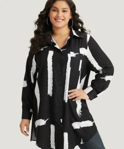 Halloween Brush Print Button Through Split Hem Kimono -Clothing Shop 627573092 sp