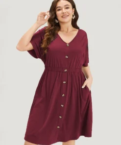 Supersoft Essentials Contrast Button Detail Shirred Pocket Dress -Clothing Shop 628647976 vn 4a774864 da55 4560 929a a7a34be99e87