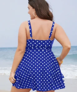 Polka Dot Crossover Ruched Flutter Hem Swim Dress -Clothing Shop 62 1b960066 a3e3 455b 9eee fb111b5aa1b2