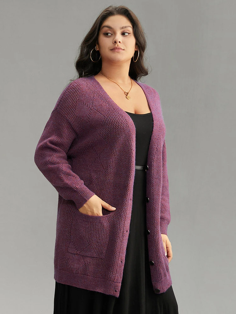 Geometric Heather Pocket Button Up Cardigan 6 Geometric Heather Pocket Button Up Cardigan - Image 4