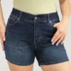 Very Stretchy High Rise Slant Pocket Denim Shorts