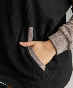 Contrast Textured Raglan Sleeve Pocket Hooded Sweatshirt 12 Contrast Textured Raglan Sleeve Pocket Hooded Sweatshirt -Clothing Shop 630941587 ov