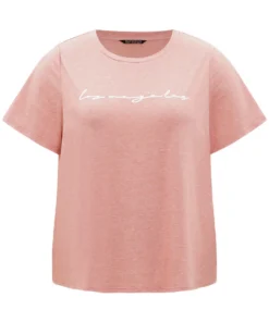 Letter Print Crew Neck Sleep Top -Clothing Shop 631026359 no