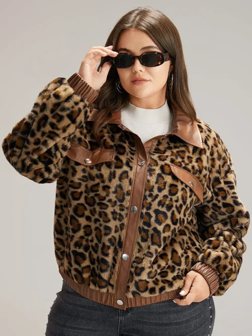 Leopard Patchwork Button Through Jacket -Clothing Shop 631422570 wa a7f502e5 c098 403e 8cc6 f23ac7495c30