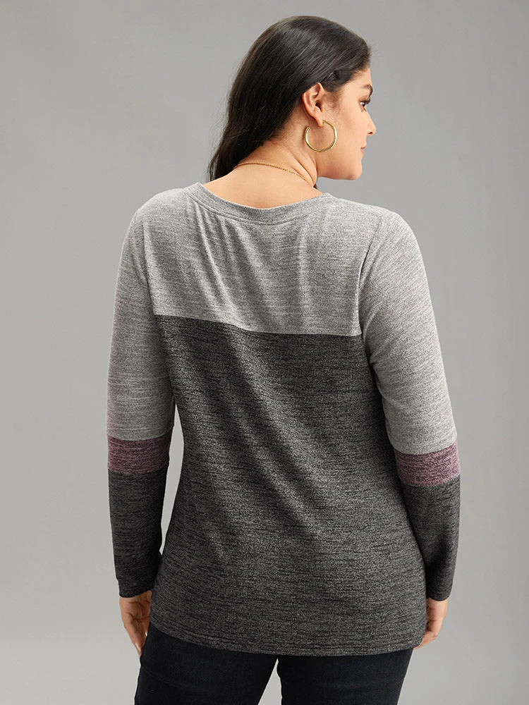 Heather Colorblock Contrast Crew Neck T-shirt 4 Heather Colorblock Contrast Crew Neck T-shirt - Image 2