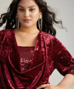 Cowl Neck 2-In-1 Sequin Patchwork Blouse -Clothing Shop 632351018 hv 2dcb5338 d935 4b12 bc23 bd9c88a69830