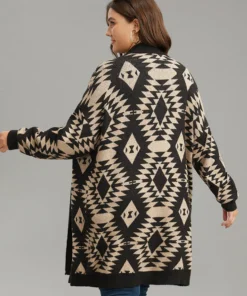 Anti-Pilling Supersoft Essentials Geo Lapel Collar Cardigan -Clothing Shop 632941653 wr