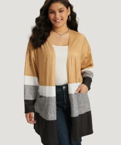 Halloween Anti-Wrinkle Colorblock Contrast Pocket Open Front Kimono