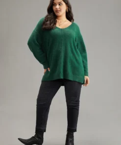 Fuzzy Solid Split Side Patchwork Pullover -Clothing Shop 633917216 ra 3552deda 5fc8 4d98 a89d b1bcd3ce5097