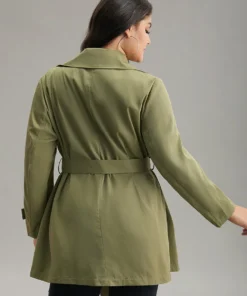 Plain Double Breasted Belted Pocket Windbreaker 13 Plain Double Breasted Belted Pocket Windbreaker -Clothing Shop 633996245 eo