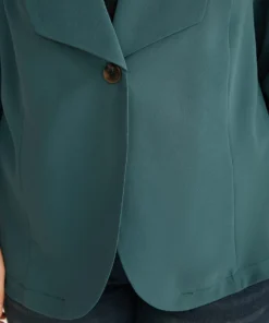 Plain Lapel Collar Gathered Blazer 16 Plain Lapel Collar Gathered Blazer -Clothing Shop 634802533 xv