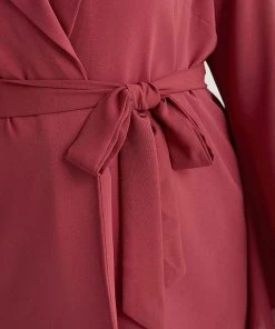 Solid Bell Sleeve Belted Lapel Collar Blazer -Clothing Shop 634828373 mu