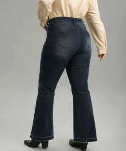 Flare Leg Pocket Dark Wash Jeans -Clothing Shop 635268990 ef