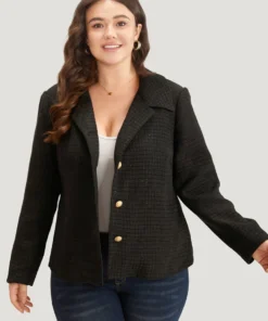 Plain Suit Collar Texture Button Up Blazer -Clothing Shop 635547140 oq