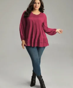 Seam Detail Frill Trim Layered Blouse -Clothing Shop 638174710 ql