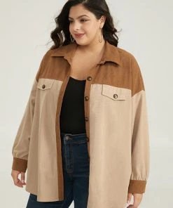 Two Tone Button Through Patchwork Coat -Clothing Shop 638633733 mm