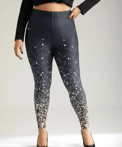 Christmas Ombre Snowflake Elastic Waist Skinny Leggings