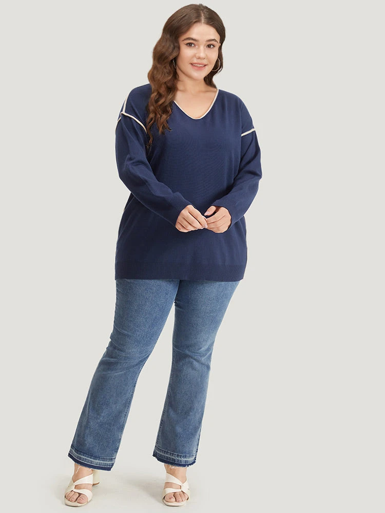 Supersoft Essentials Contrast Trim Drop Shoulder Pullover 8 Supersoft Essentials Contrast Trim Drop Shoulder Pullover - Image 6