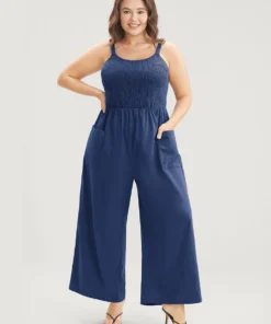 Solid Pocket Shirred Spaghetti Strap Jumpsuit -Clothing Shop 639529227 vw c3cfc5eb 3000 4fb7 b91d c90230512803