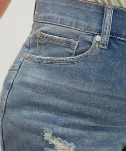 Skinny Very Stretchy Light Wash Ripped Detail Denim Shorts -Clothing Shop 639684354 da