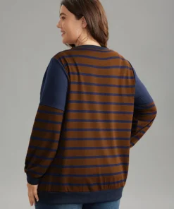 Striped Patchwork Button Detail Sweatshirt -Clothing Shop 63975987 rb e8f0fd3f ccd4 44d7 a60c 1ed70b00e0aa