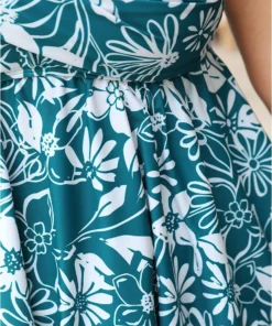 Floral Print Crossover Front Flutter A Line Tankini Top -Clothing Shop 639855862 vs