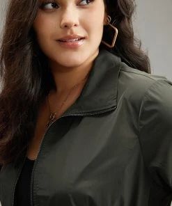 Wind-Resistant Waistline Inside Zipper Fly Windbreaker -Clothing Shop 640526850 jg