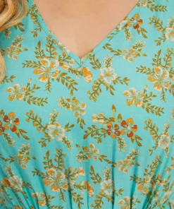 Floral Print Lantern Sleeve Contrast Patchwork Dress -Clothing Shop 640875249 ye