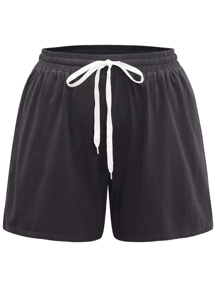 Cotton Plain Drawstring Pocket Sleep Shorts 10 Cotton Plain Drawstring Pocket Sleep Shorts - Image 8