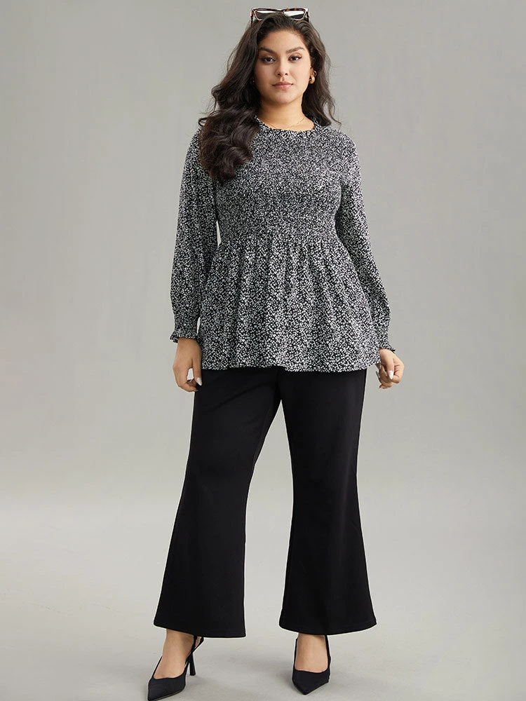 Ditsy Floral Stand Collar Shirred Frill Trim Blouse 6 Ditsy Floral Stand Collar Shirred Frill Trim Blouse - Image 4