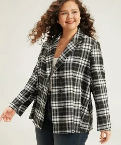 Plaid Suit Collar Button Fly Blazer 12 Plaid Suit Collar Button Fly Blazer -Clothing Shop 642825030 zv