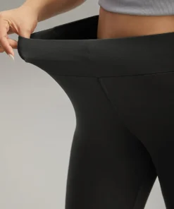 Plain Ruched Side Pocket Wideband Waist Leggings -Clothing Shop 644106163 ox