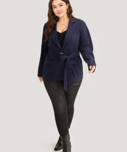 Anti-Wrinkle Button Through Belted Blazer 14 Anti-Wrinkle Button Through Belted Blazer -Clothing Shop 644163281 of