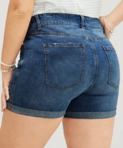Skinny Very Stretchy Light Wash Roll Hem Distressed Denim Shorts -Clothing Shop 645068786 zi 50586af2 908f 4e75 bde1 5fa57f72164b