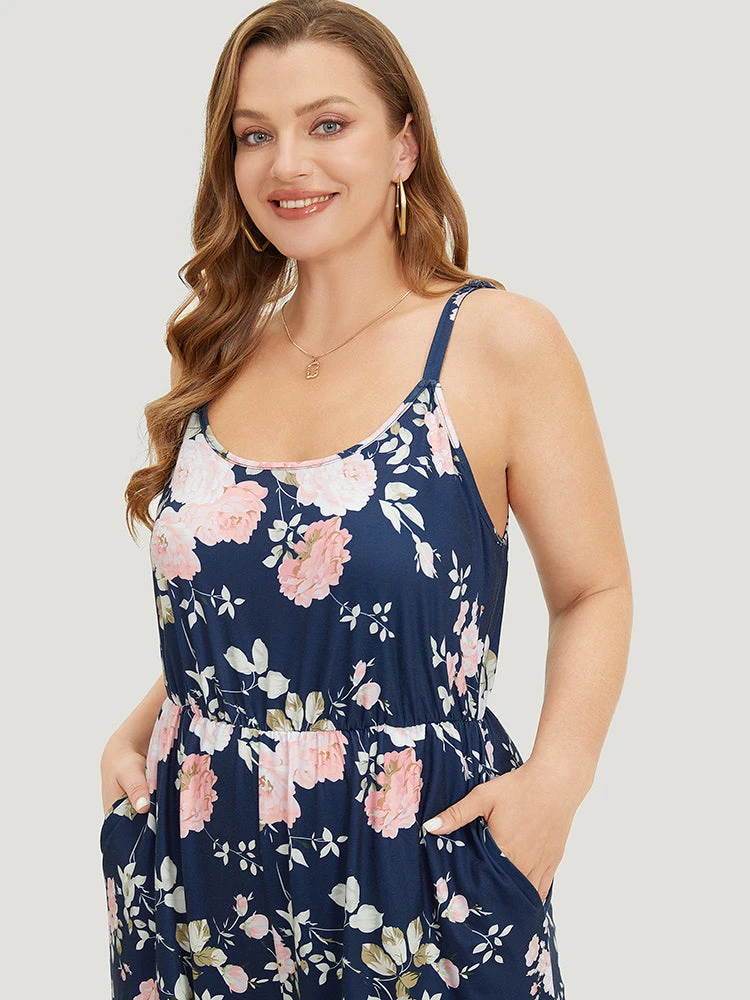 Floral Print Pocket Scoop Neck Cami Jumpsuit 9 Floral Print Pocket Scoop Neck Cami Jumpsuit - Image 7