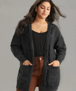 Supersoft Essentials Textured Heather Pocket Cardigan