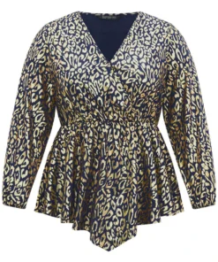 Glitter Leopard Wrap Elastic Waist Lantern Sleeve Blouse 15 Glitter Leopard Wrap Elastic Waist Lantern Sleeve Blouse -Clothing Shop 647228142 ty