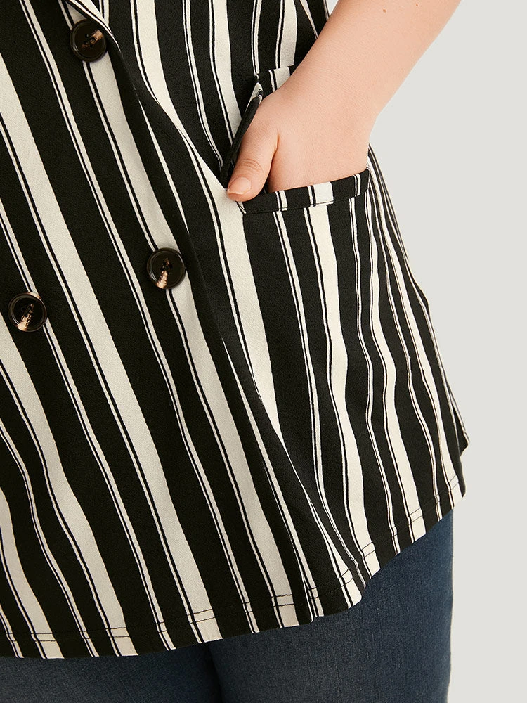 Halloween Striped Pocket Double Breasted Lapel Collar Sleeveless Blazer 12 Halloween Striped Pocket Double Breasted Lapel Collar Sleeveless Blazer - Image 10