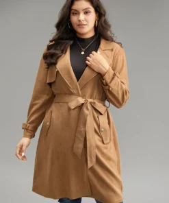 Solid Button Detail Knot Belted Coat -Clothing Shop 647732201 ks 7b30535f 5a1e 48ba 8215 e49be5d07ca7