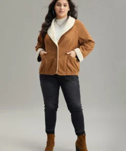 Contrast Lapel Collar Patched Pocket Jacket 12 Contrast Lapel Collar Patched Pocket Jacket -Clothing Shop 647747470 hz