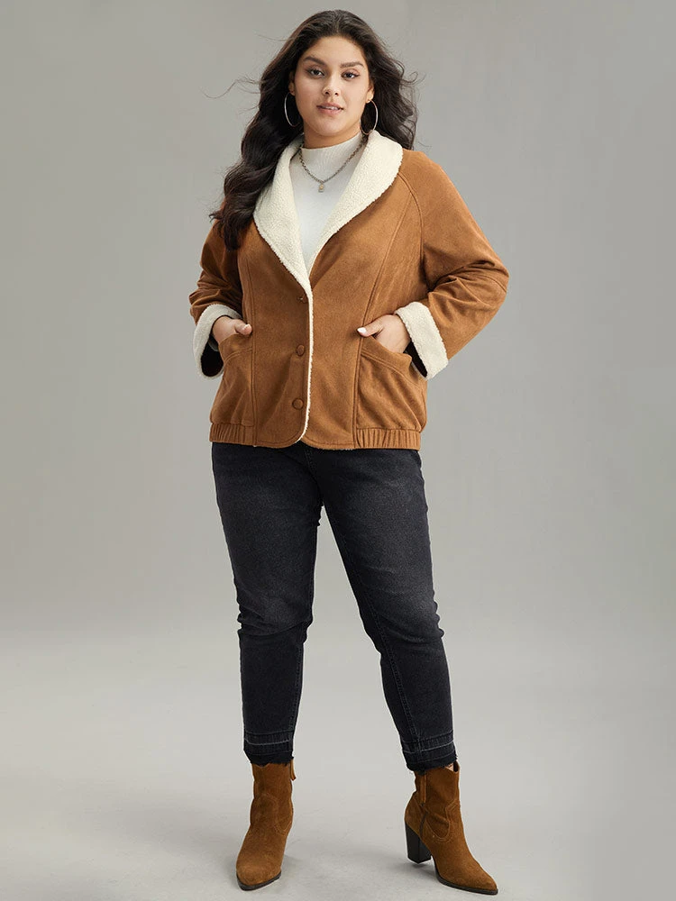 Contrast Lapel Collar Patched Pocket Jacket 6 Contrast Lapel Collar Patched Pocket Jacket - Image 4