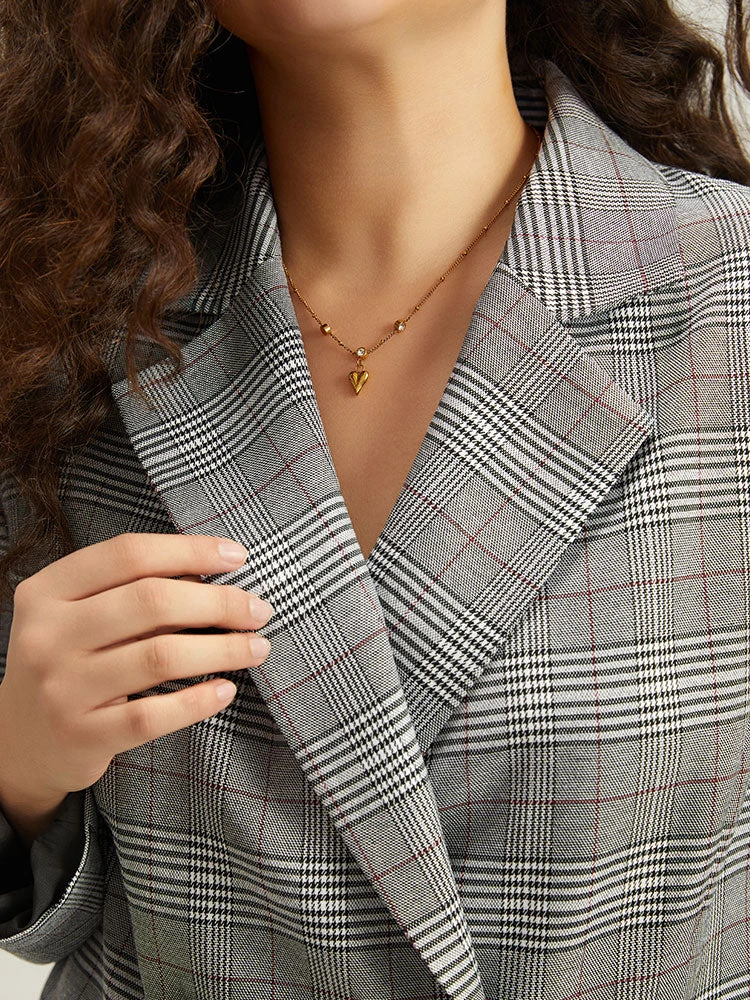 Plaid Lapel Collar Pocket Button Up Blazer 10 Plaid Lapel Collar Pocket Button Up Blazer - Image 8