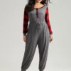 Plaid Patchwork Pocket Button Up Bowknot Jumpsuit 2 Plaid Patchwork Pocket Button Up Bowknot Jumpsuit -Clothing Shop 64875749 oj