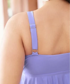 Ruffle Trim Crisscross V Neck Tankini Top -Clothing Shop 648947290 ux