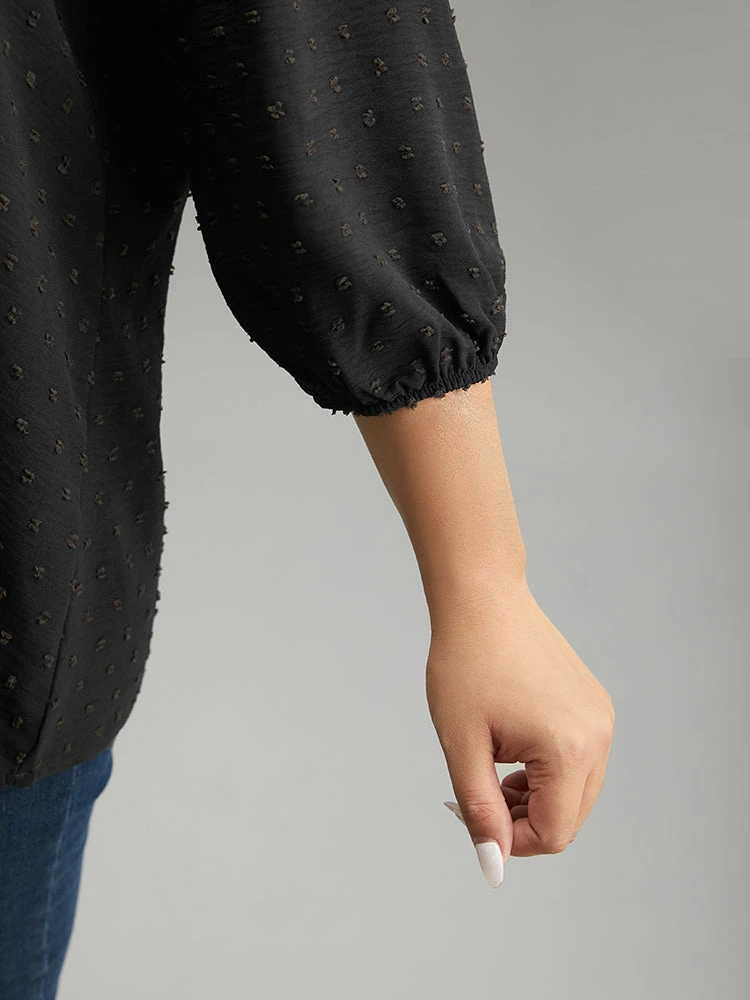 Plisse Polka Dot Elastic Cuffs Blouse 9 Plisse Polka Dot Elastic Cuffs Blouse - Image 7